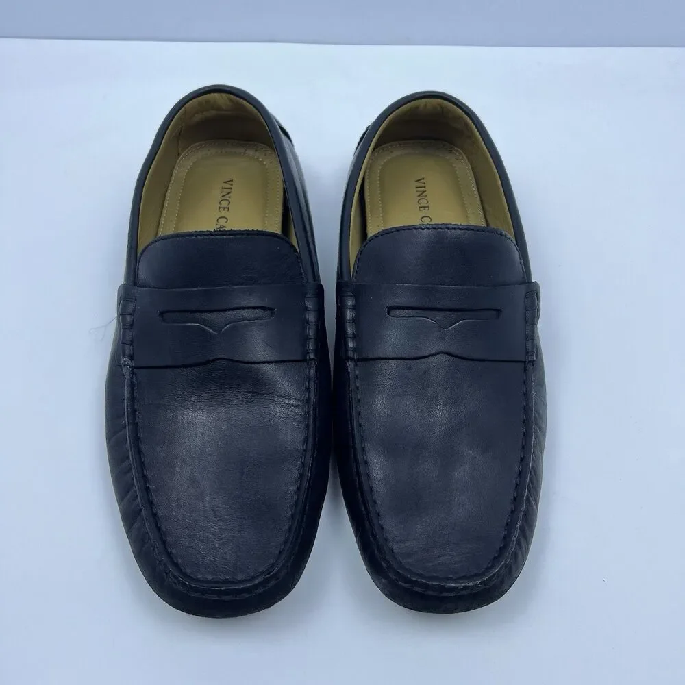Vince Camuto Esmail Black Leather Slip On Driving Loafers Men's Size 8.5 M